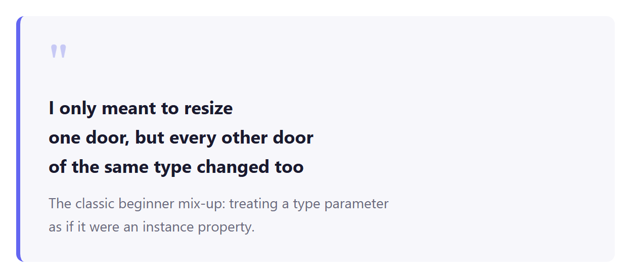 Quote callout — the beginner confusion of I only changed one door, but they all changed